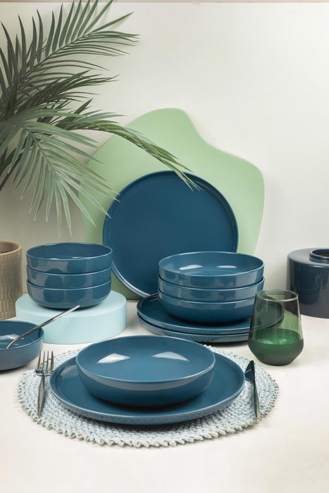 Hermia Vajilla de Porcelana de 12 Piezas Azul Oscuro MOD12Y1A740925